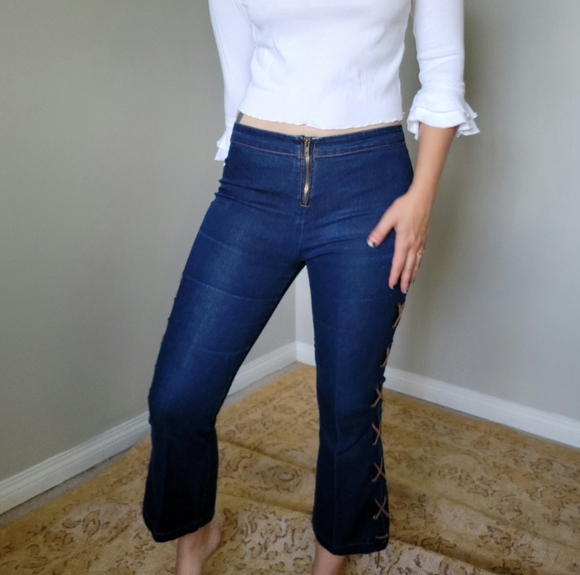 725 Tie Up Jeans in Dark Blue - Picture 4 of 6